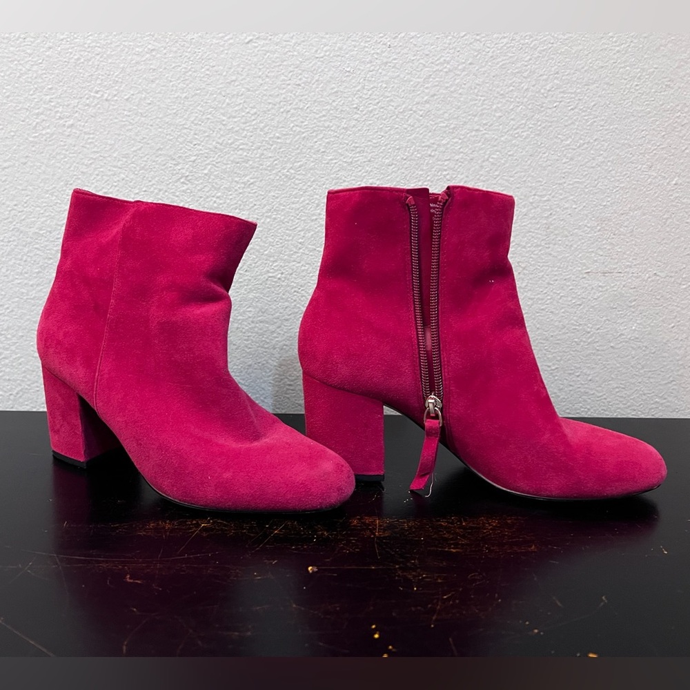 Aldo Suede Red Block Heel Ankle Boot Women Size 6